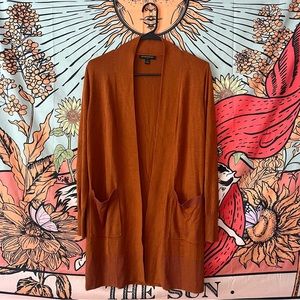 Banana Republic Burnt Orange Open Front 2 Pocket Cardigan